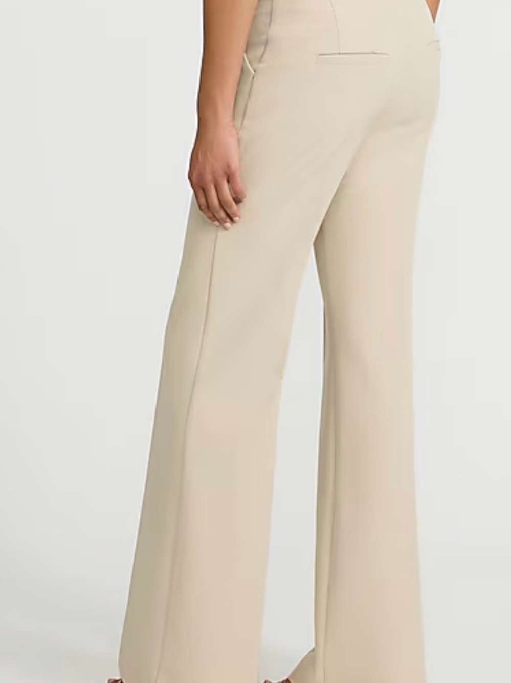 Express Size 6 Tall Studio Pant: Wide-Leg High-Rise Women’s Dress Pants in Beige
